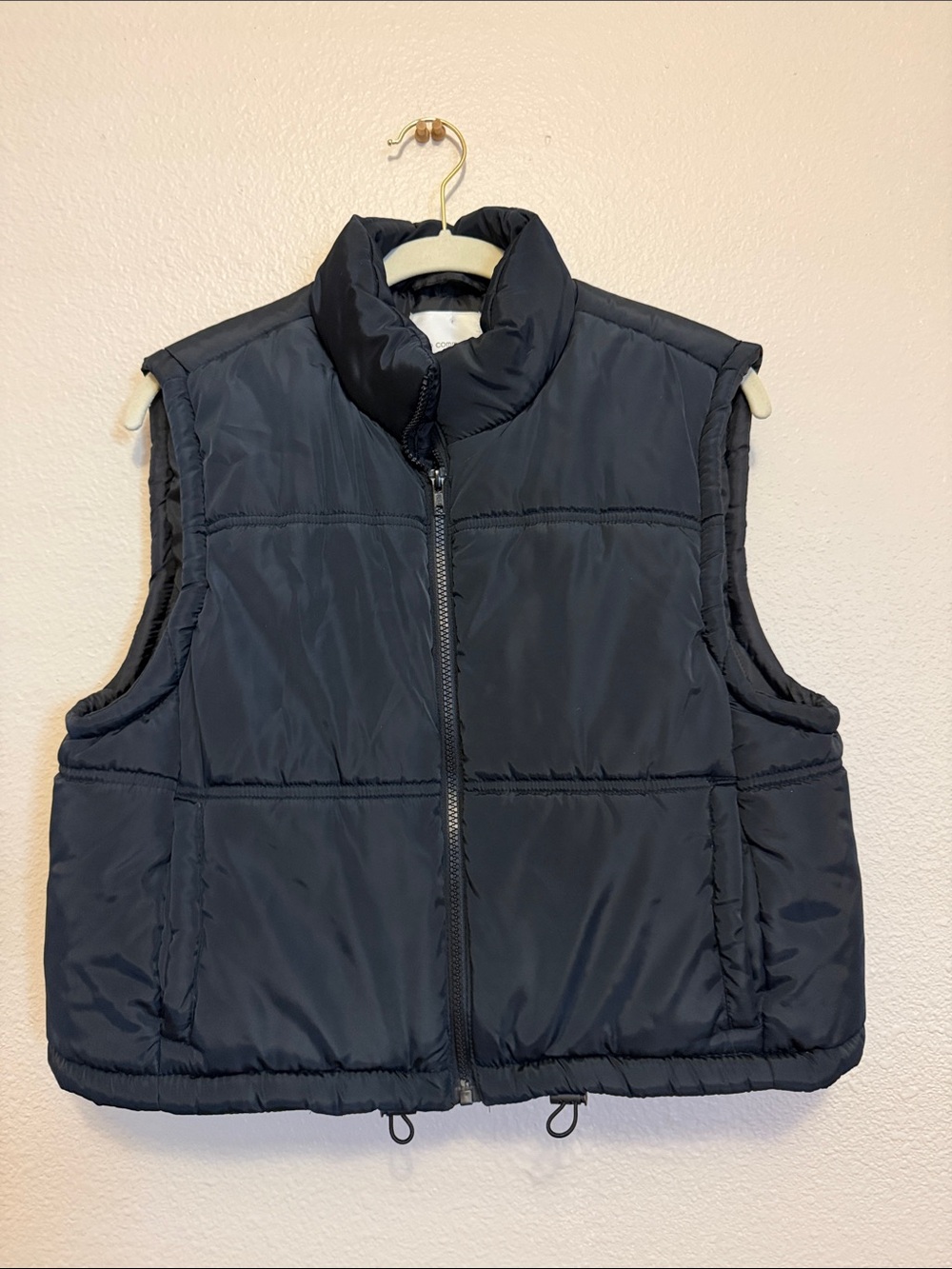 Kids Black Puffer Vest with High Collar and Zip Front
